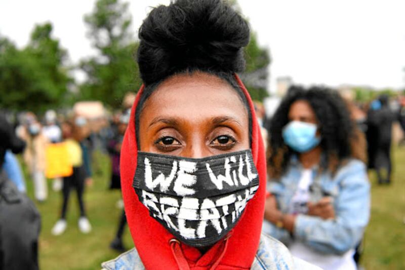 A demonstrator attends a Black Lives Matter protest in Amsterdam, the Netherlands, on Wednesday, in the aftermath of the death of George Floyd at police hands. /PIROSCHKA VAN DE WOUW/REUTERS