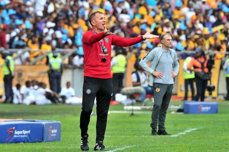 Milutin Sredojevic , coach of Orlando Pirates reacts during the 2018 Telkom Knockout semifinal match between Kaizer Chiefs and Orlando Pirates at Moses Mabhida Stadium, Durban on 24 November 2018.